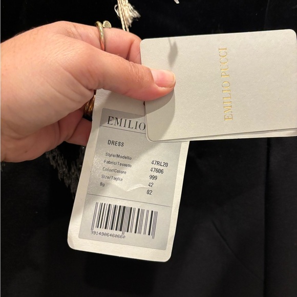 NEW EMILIO PUCCI METALLIC EMBROIDERED BLACK WOOL VELOUR DRESS - Picture 7 of 9